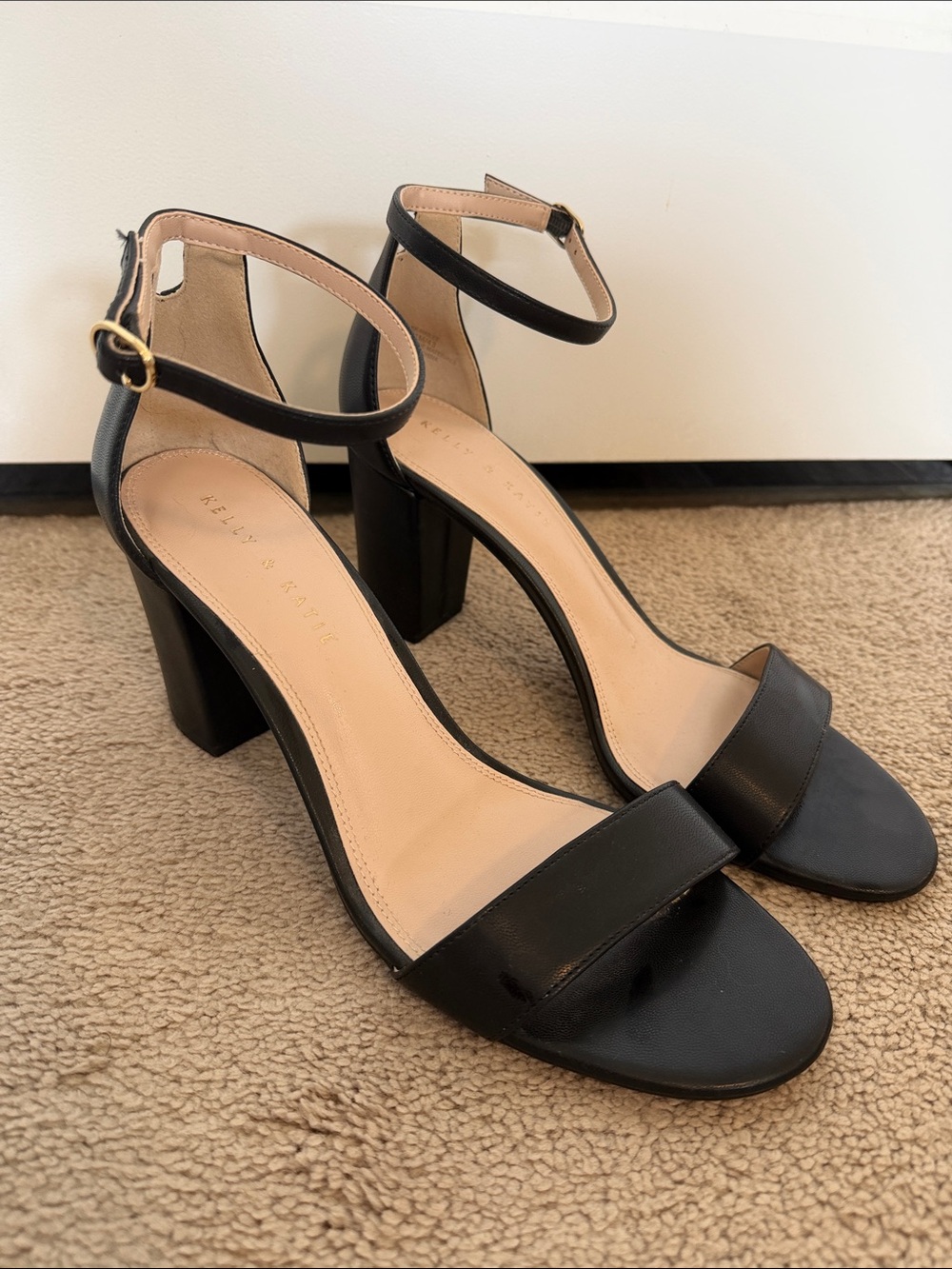 Kelly and Katie Black Ankle-Strap Block Heel Sandals Size 11